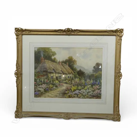 HAROLD FOSTER, A SUMMER GARDEN, WATERCOLOUR, 400x490mm