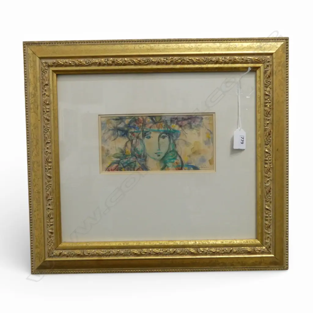 YEHUDA BACON, FEMALE PORTRAIT, WATERCOLOUR, SIGNED, 95 X 195mm Image 1++