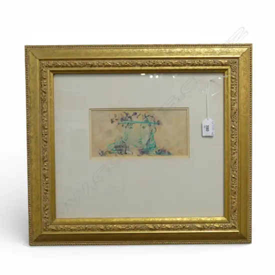 YEHUDA BACON, PORTRAIT, WATERCOLOUR, SIGNED, 95 X 195mm