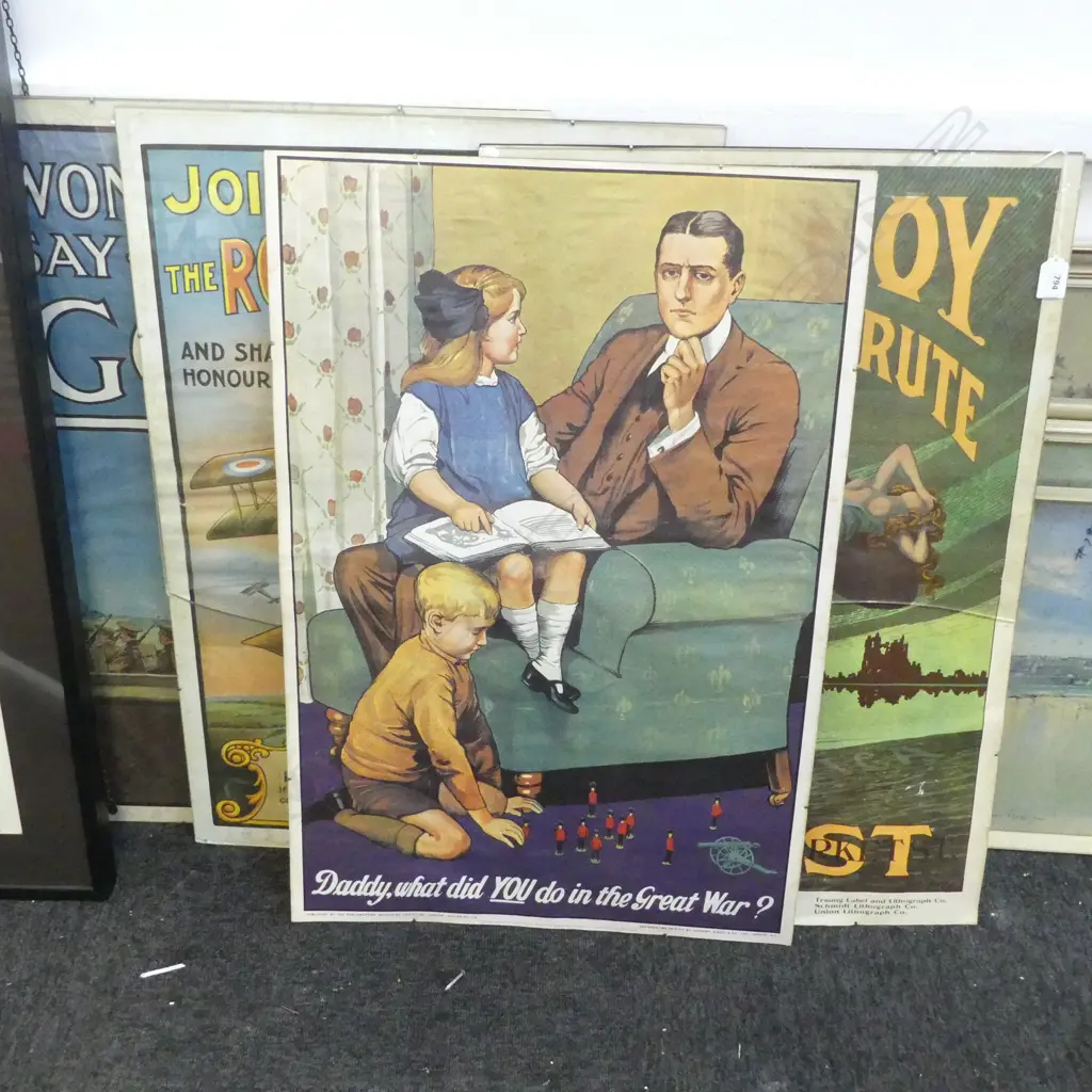 4 REPRODUCTION WWI POSTERS (GLASS BROKEN) 750x505mm Image 1++