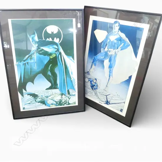 2 PRINTS; SUPERMAN & BATMAN 850x570mm