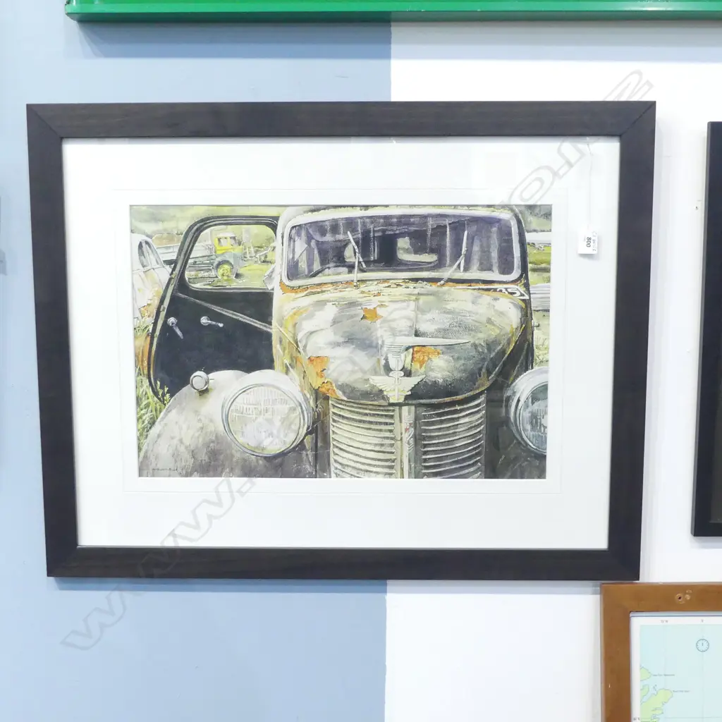 JAN ALLDRITT-MILLER, RUSTED OLD CAR, WC PRINT 355x540mm Image 1++