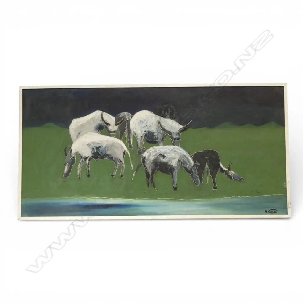 SALLY EDEN 'WATER BUFFALO' OIL ON BOARD 600x1215mm Image 1++