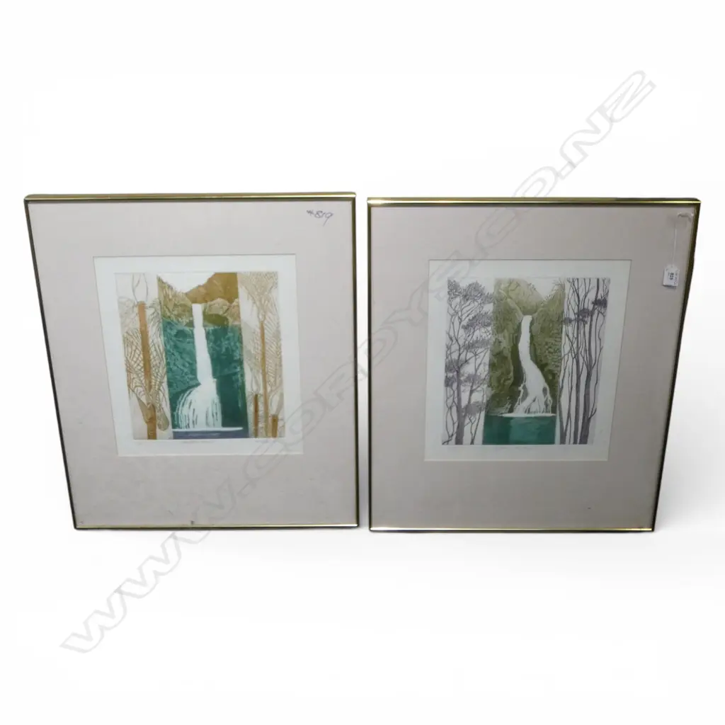 2 E. STEINER PRINTS; WATERFALL & KAUKAS 4/30, WATERFALL & NIKAUS 6/30 390x350mm Image 1++