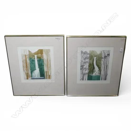 2 E. STEINER PRINTS; WATERFALL & KAUKAS 4/30, WATERFALL & NIKAUS 6/30 390x350mm