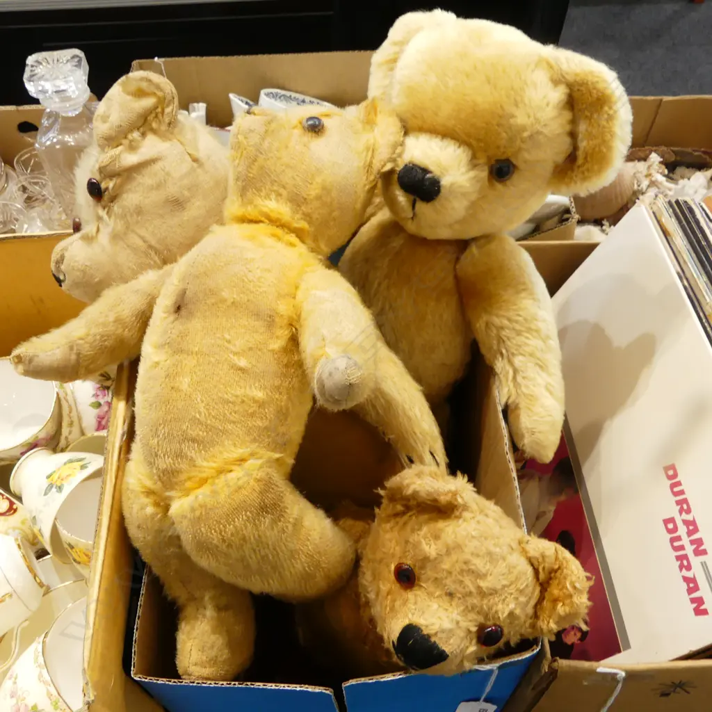 4 VINTAGE TEDDY BEARS Incl. MERRYS HOUGHT  Image 1++