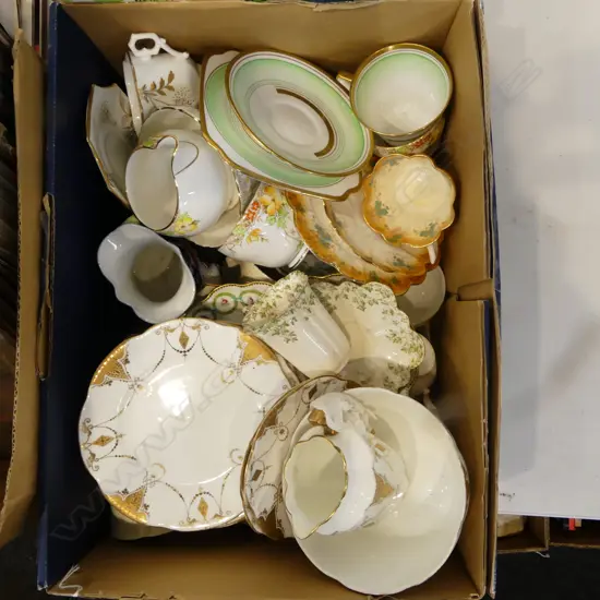 BOX OF MIXED CHINA CSPS PART TEASETS ETC
