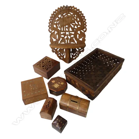 ASST. ETHNIC WOODEN BOXES, WALL SHELF ETC