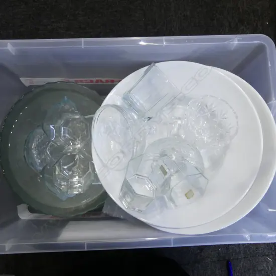 BOX LOT CHINA & GLASS BOWLS GLASSES ETC