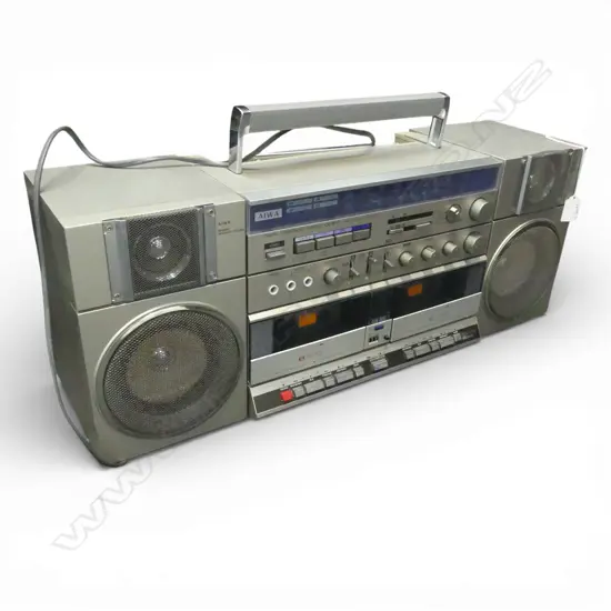 1980s AIWA DSL PORTABLE RADIO W.645mm - DETACHABLE SPEAKERS + MANUAL