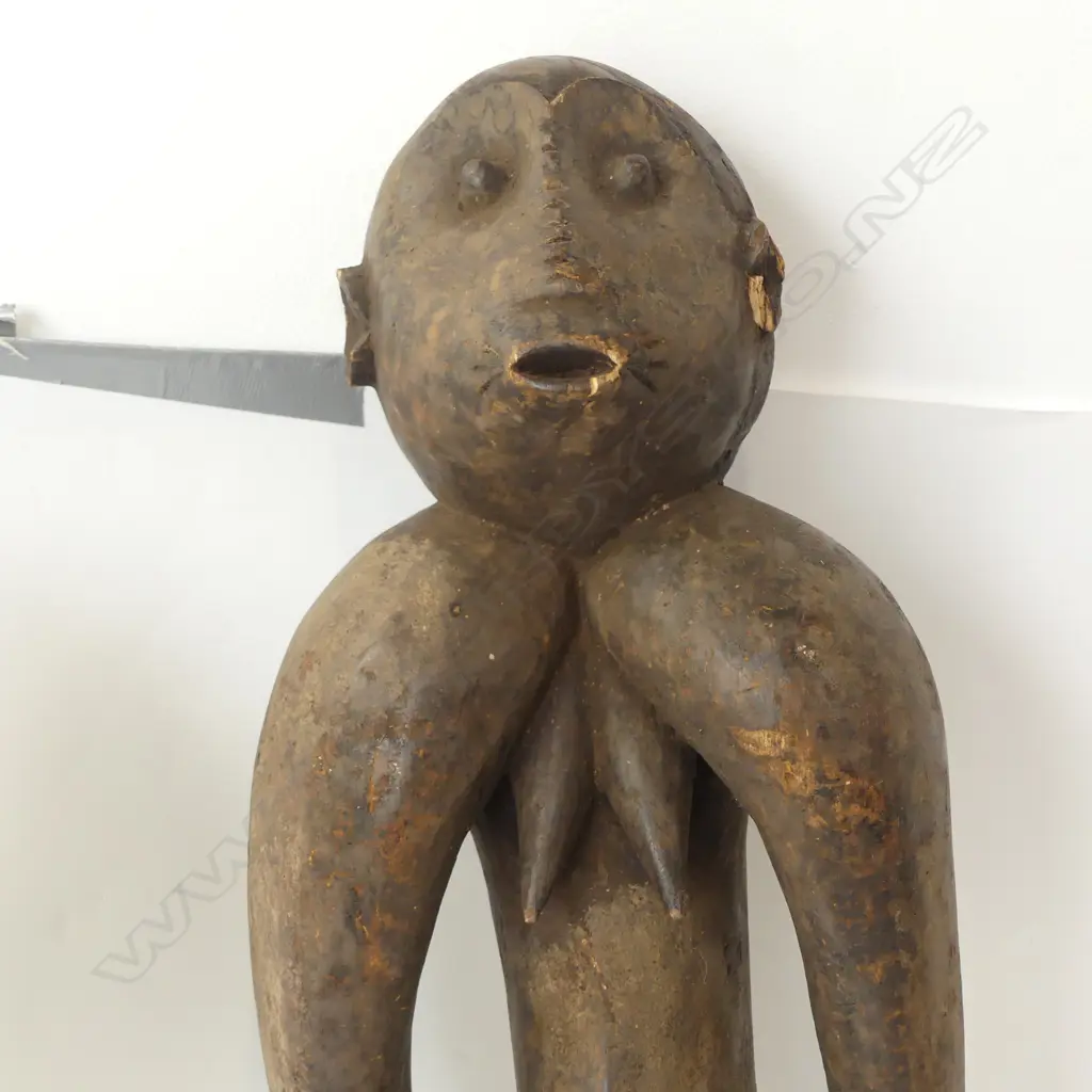 2 AFRICAN CARVED WOODEN FIGURES H.760mm EX JOHN PERRY ESTATE Image 1++