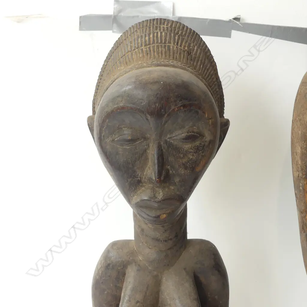 2 AFRICAN CARVED WOODEN FIGURES H.760mm EX JOHN PERRY ESTATE Image 1++