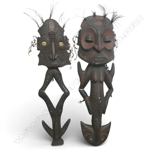 2 CARVED WOODEN TRIBAL FIGURES H.600mm