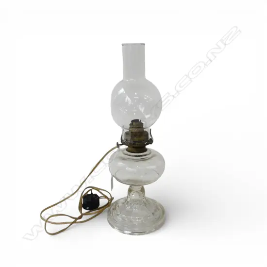GLASS KEROSENE CONVERTED LAMP H.440mm