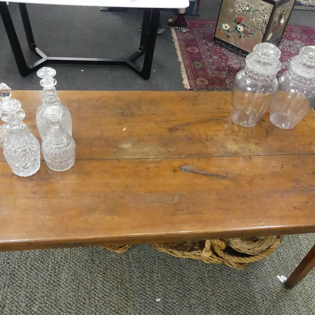 ANTIQUE FRENCH COUNTRY CHERRY WOOD PLANK TOP TABLE 1780x795x760mm Image 1++