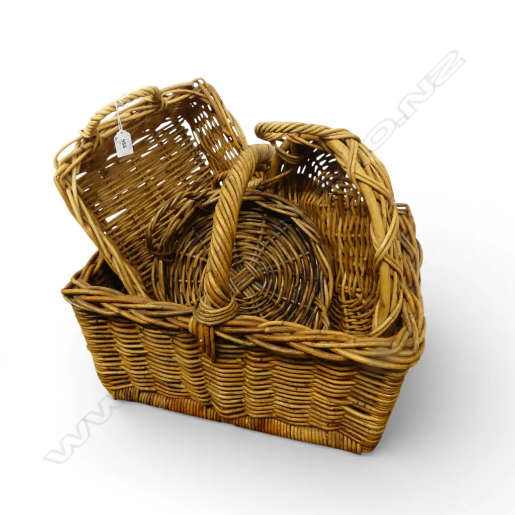 5 WOVEN CANE BASKETS W.520mm Image 1++