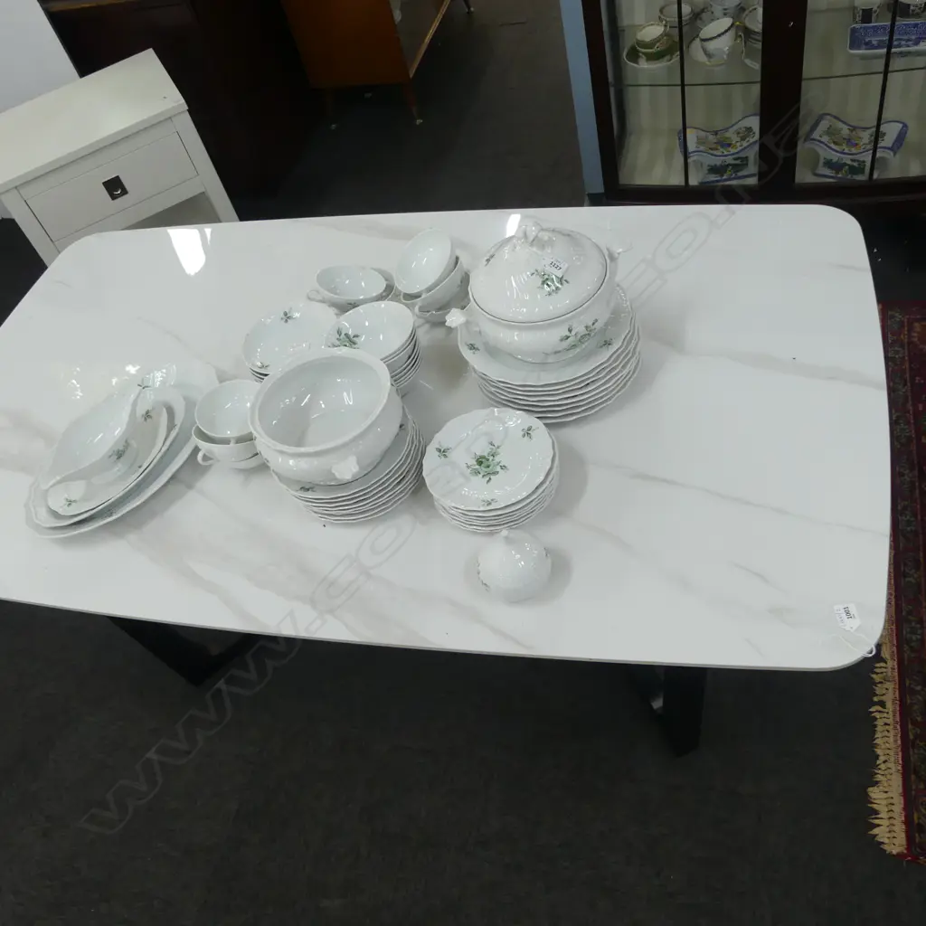 MODERN TABLE w. FAUX WHITE MARBLE TOP 1600x900x750mm Image 1++