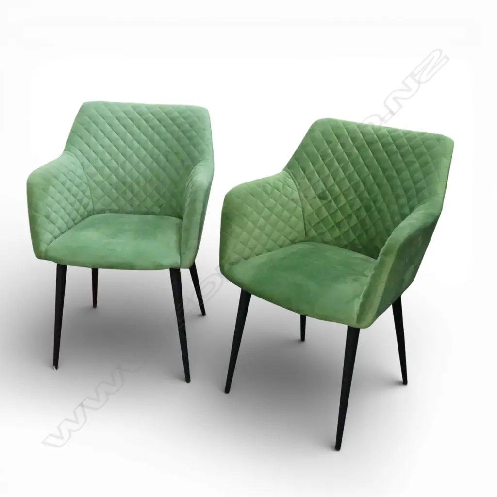 PR GREEN VELVET UPHOLSTERED MODERN ARMCHAIRS Image 1++