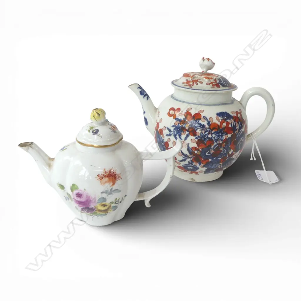 2 ANTIQUE TEAPOTS spout chip Image 1++