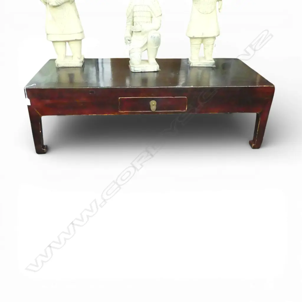 ANTIQUE CHINESE BLACK LACQUER COFFEE TABLE w. 1 DRAWER (w. customs stamp) 1280x605x380mm Image 1++