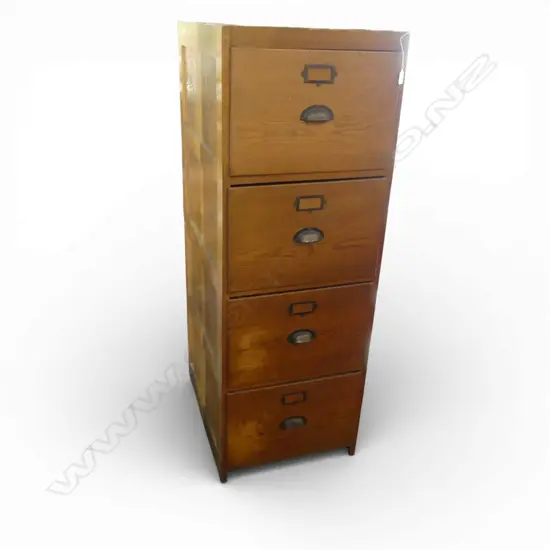 4 DRAWER OAK FILING CABINET 505x660x1435mm
