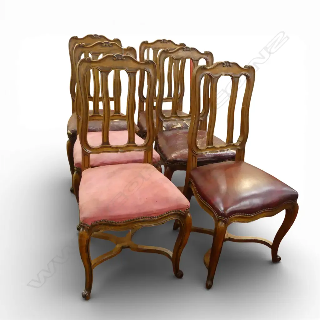 6 FRENCH COUNTRY OAK DINING CHAIRS various upholstery H.1000mm Image 1++