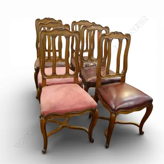6 FRENCH COUNTRY OAK DINING CHAIRS various upholstery H.1000mm