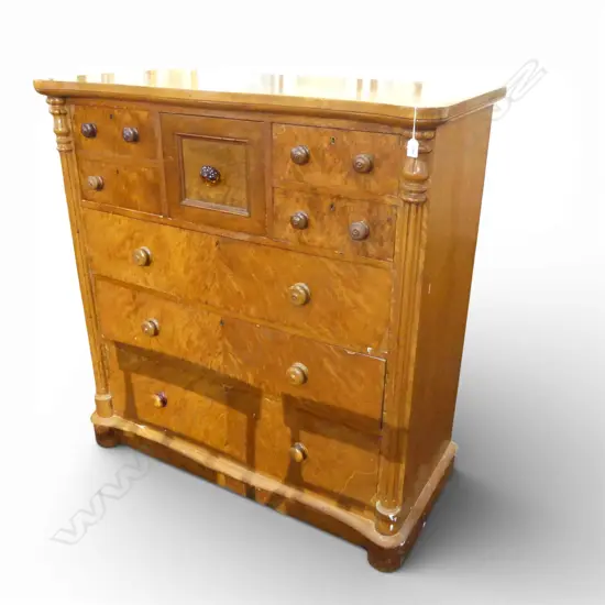 COLONIAL MOTTLED KAURI SCOTCH CHEST vaneer faults 1215x560x1270mm