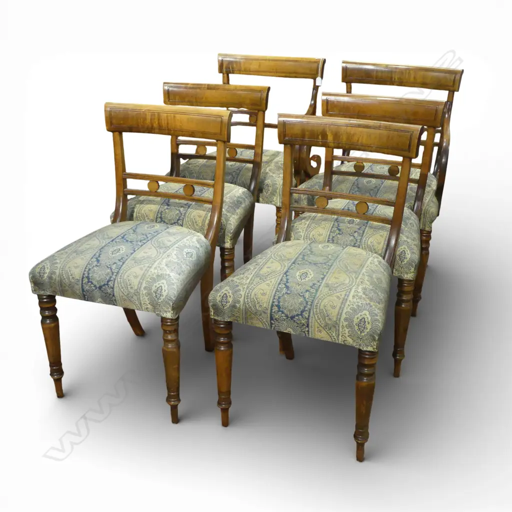 4 ANTIQUE BLADE BACK CHAIRS + 2 SCROLL ARM ARMCHAIRS Image 1++