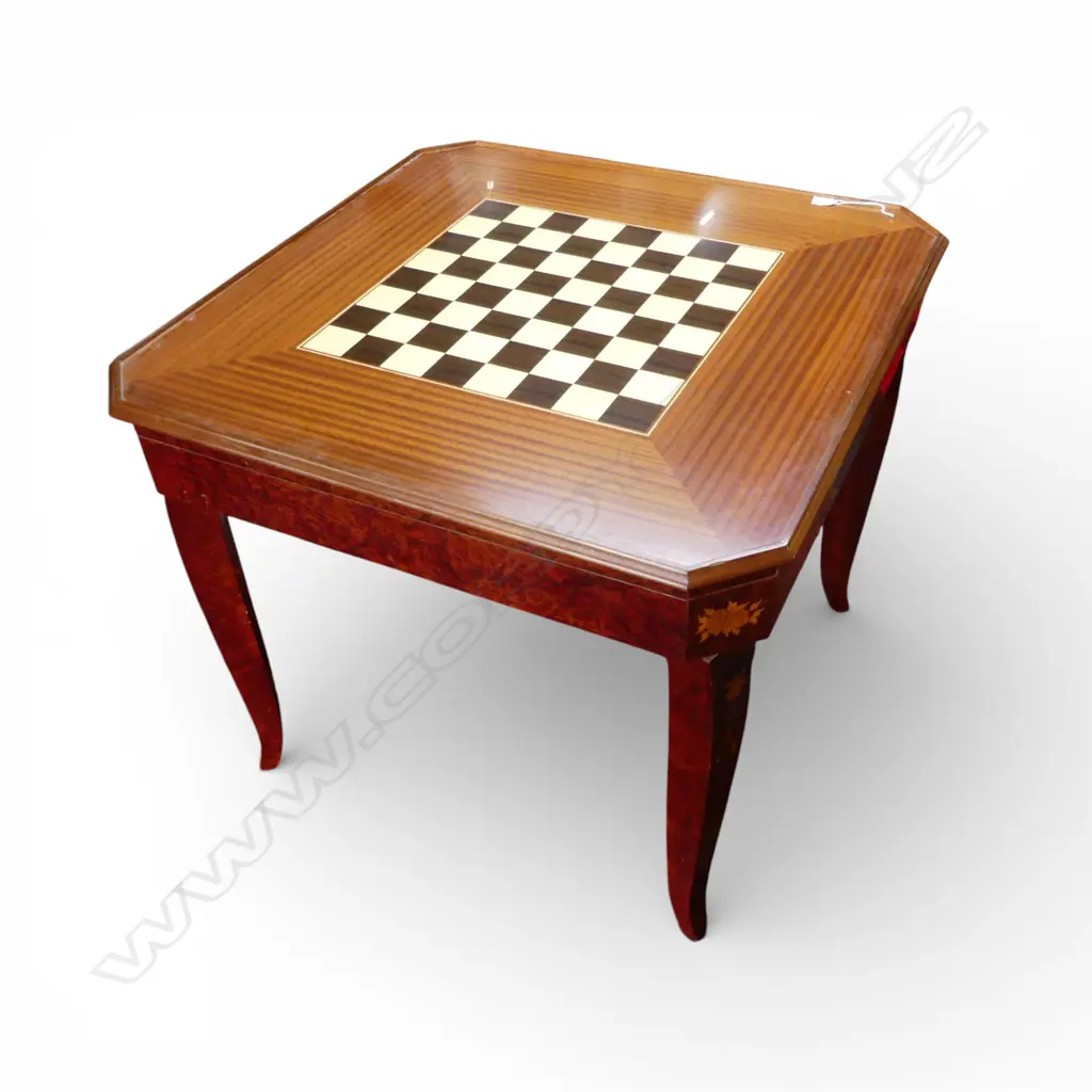 ITALIAN SORRENTO INLAID GAMES TABLE game boards include Chess, Poker, Backgammon, Roulette etc 920x920x790mm Image 1++
