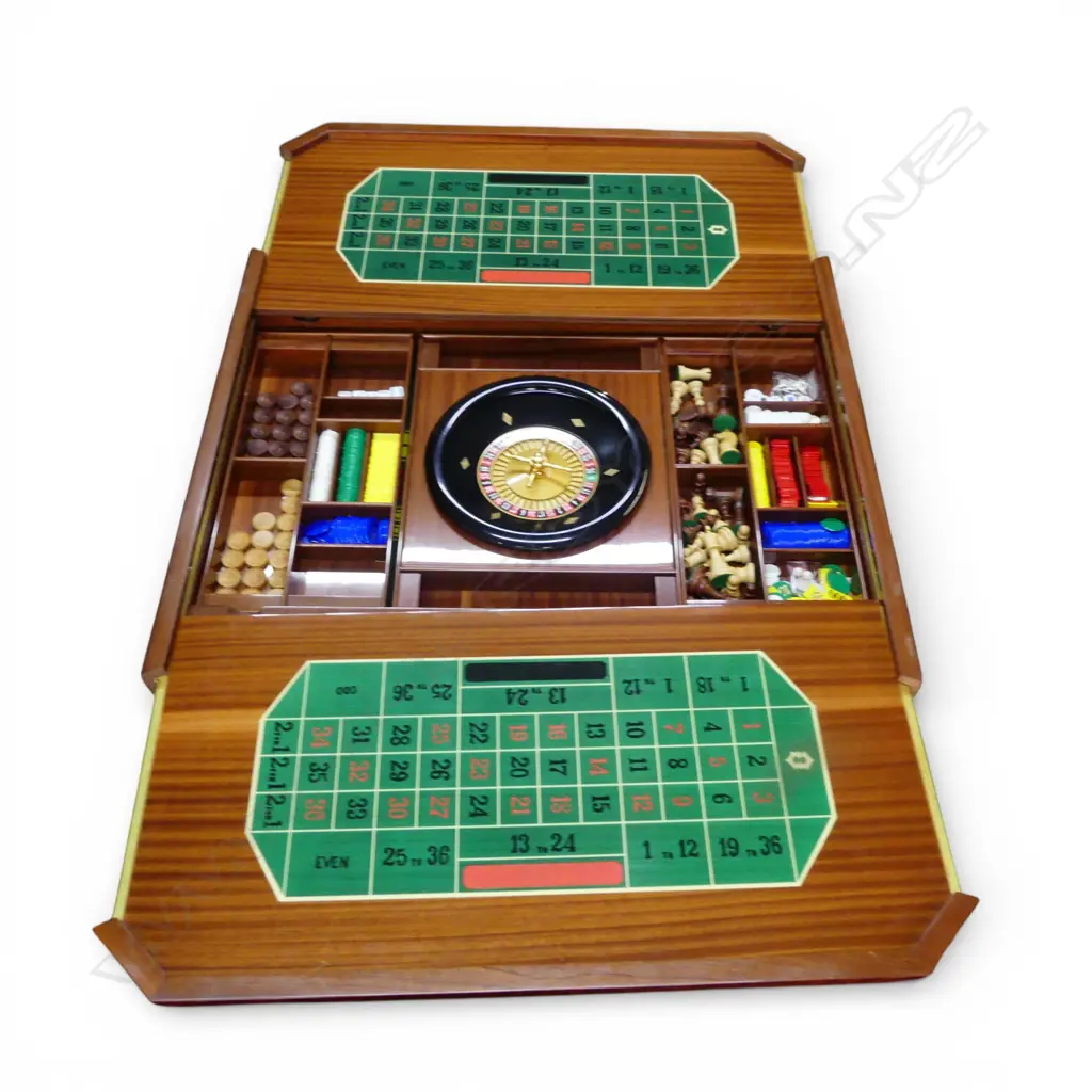 ITALIAN SORRENTO INLAID GAMES TABLE game boards include Chess, Poker, Backgammon, Roulette etc 920x920x790mm Image 1++