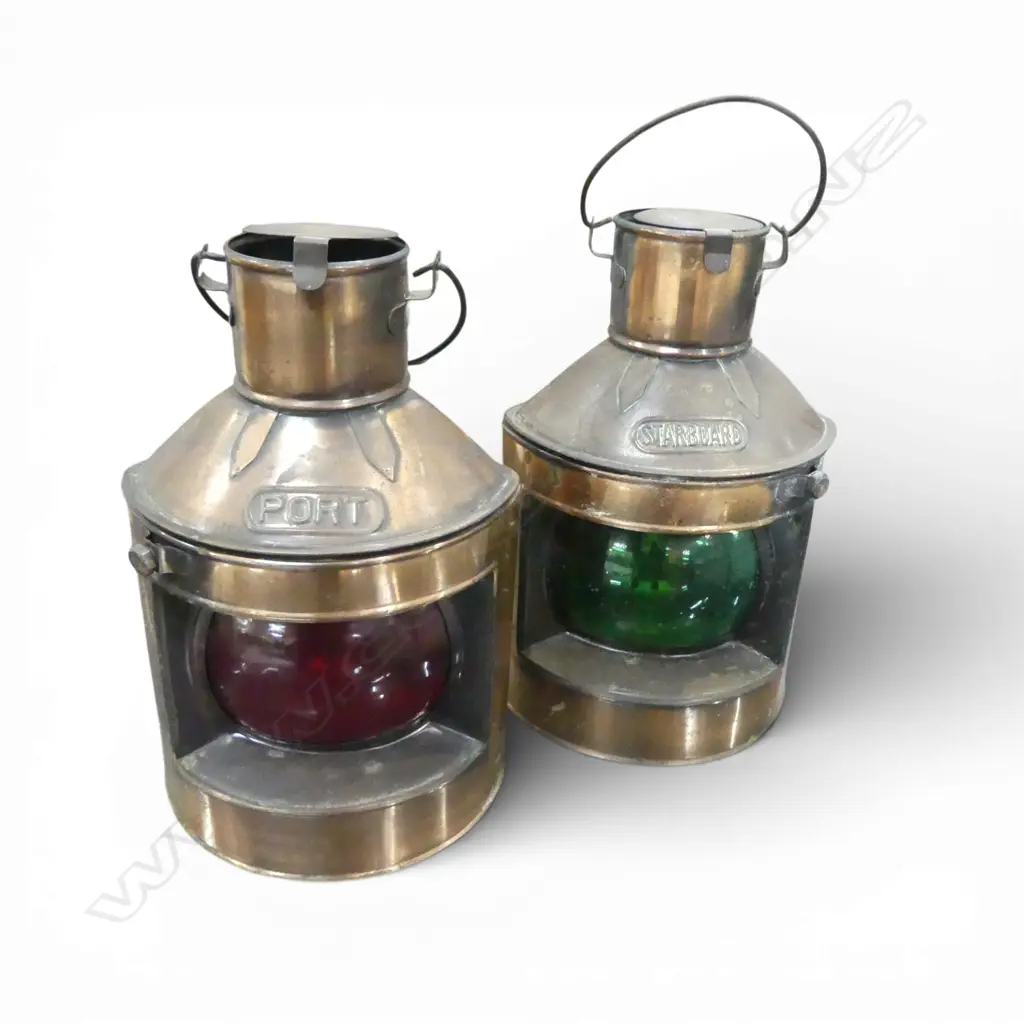 2 SHIP LANTERNS, PORT & STARBOARD H.230mm Image 1++