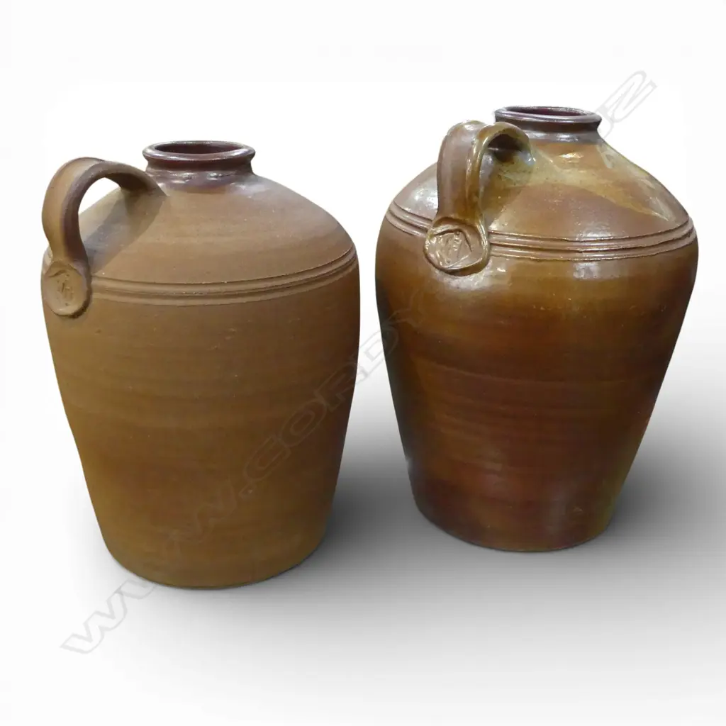 2 PART GLAZED FLAGONS stamped WFP H.350mm Image 1++