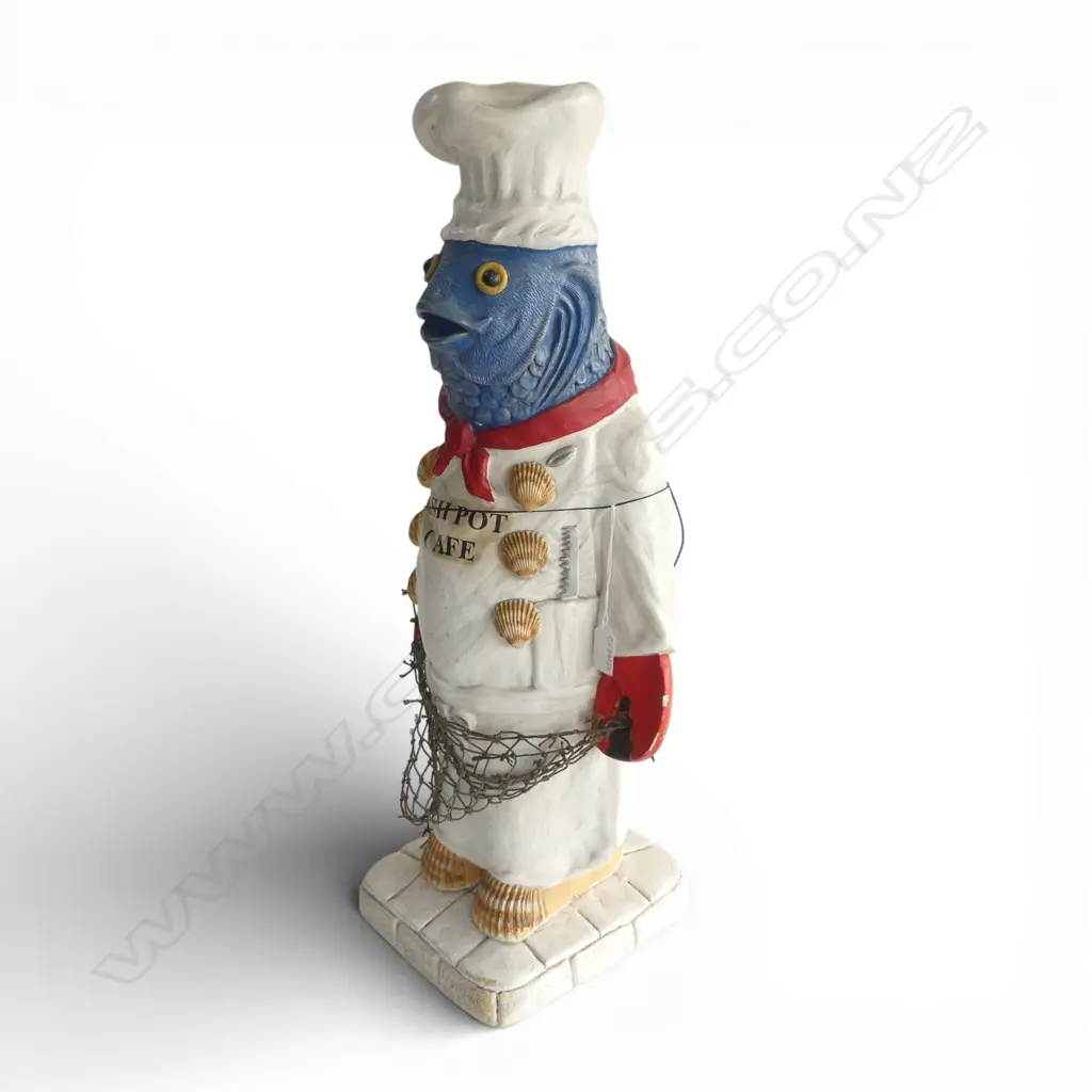 FISH CHEF FIGURE 'FISH POT CAFE' COMPOSITE MATERIAL H.650mm Image 1++