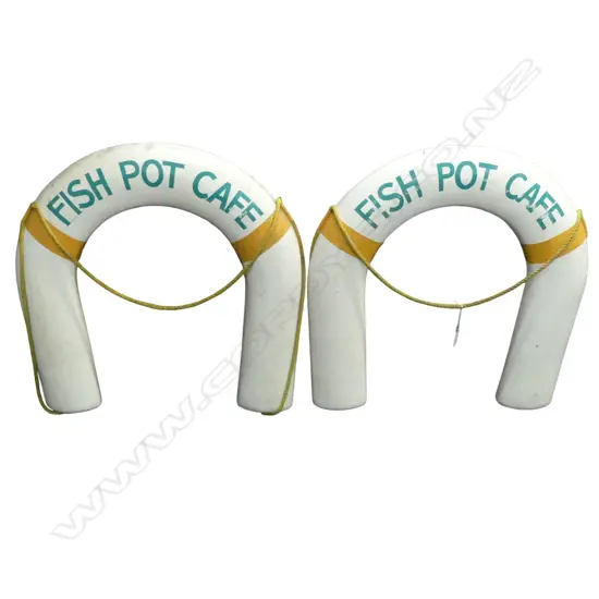 2 LIFE BOUY SIGNS 'FISH POT CAFE' 620x620mm