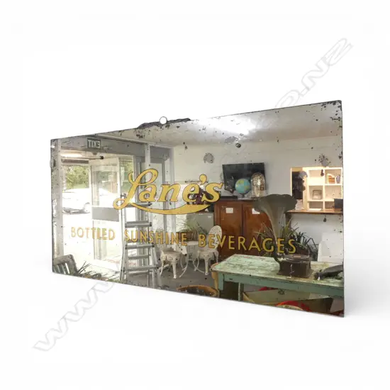 VINTAGE ADVERTISING MIRROR 'LANE'S BOTTLED SUNSHINE BEVERAGES' 610x1200mm 