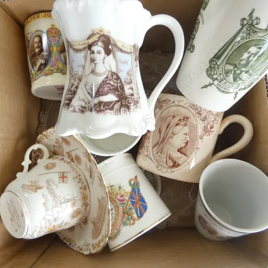 9 VICT CORONATION PLATES MUGS & C/S