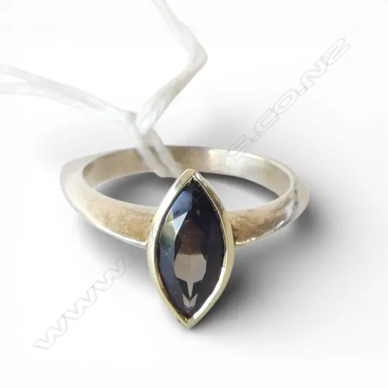 14ct GOLD SILVER & TANZANITE? RING SIZE N1/2