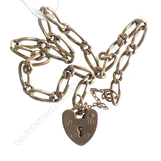 9ct GOLD BRACELET 5.15gms HEART WITH FAULTS