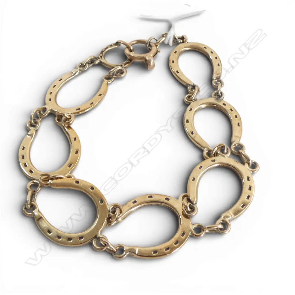9ct HORSESHOE LINK BRACELET, 14.40gm Image 1++