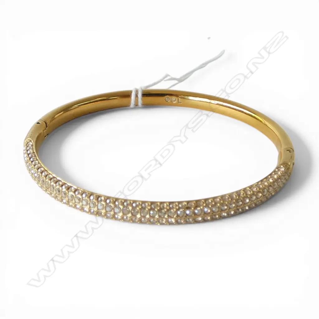 GILDED AND DIAMANTE HINGE BANGLE in original Michael Hill box Image 1++