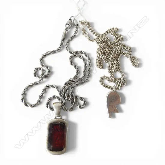 1 SILVER + 1 plated NECK CHAINS w pendants
