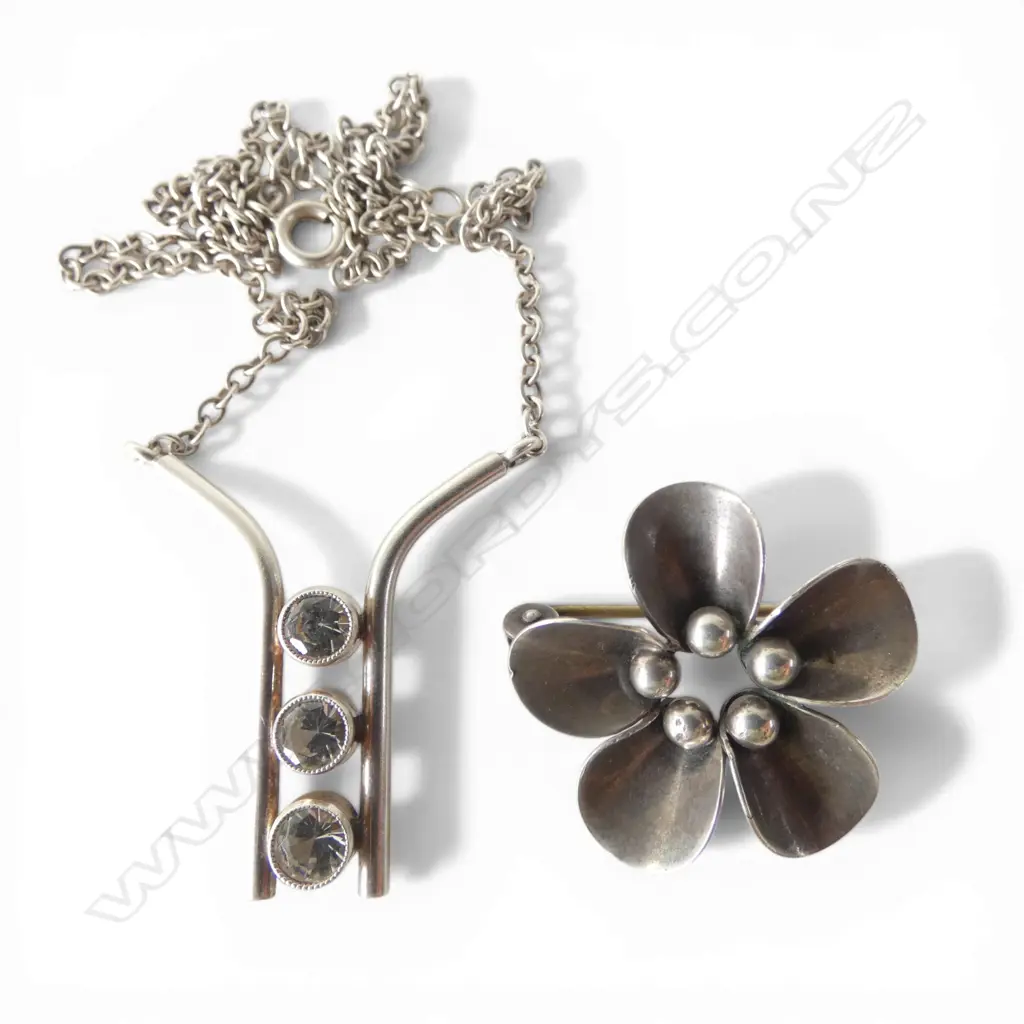 STG SILVER PENDANT NECKLACE & BROOCH by NIELS ERIK FROM 10.18gms Image 1++