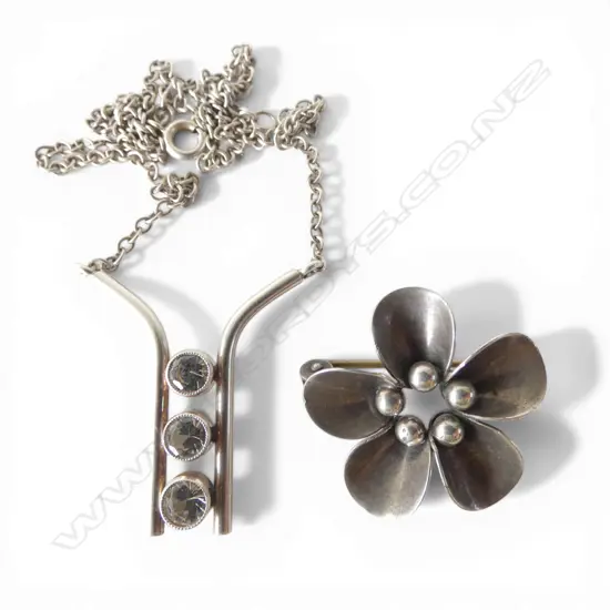 STG SILVER PENDANT NECKLACE & BROOCH by NIELS ERIK FROM 10.18gms