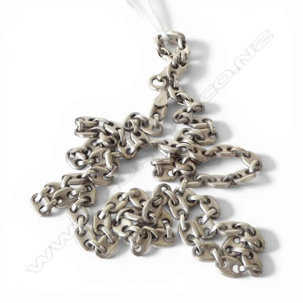 ITALIAN SILVER CAPSTAN LINK NECK CHAIN L.600mm 22gms Image 1++