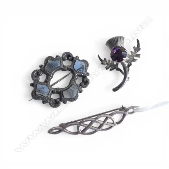 3 SILVER SCOTTISH BROOCHES