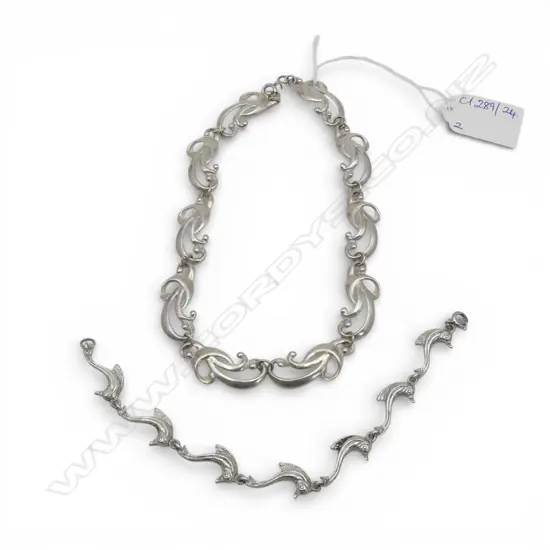 1 SILVER BRACELET and 1 silver necklace catch broken (both testing as 940) 46gms