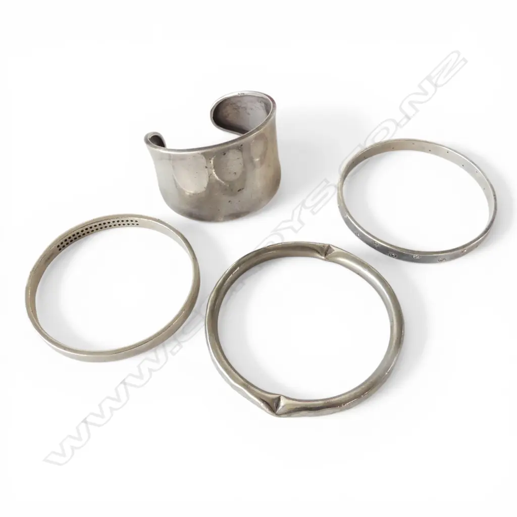 STG SILVER BANGLE + 3 OTHERS two testing low grade silver  Image 1++