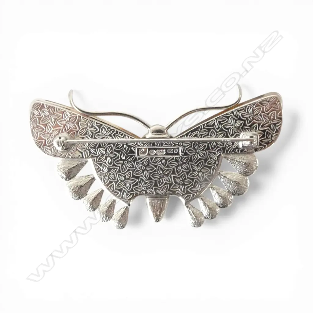STG SILVER SWAROVSKI BUTTERFLY BROOCH 35x65mm Image 1++