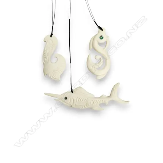 3 CARVED PENDANT NECKLACES